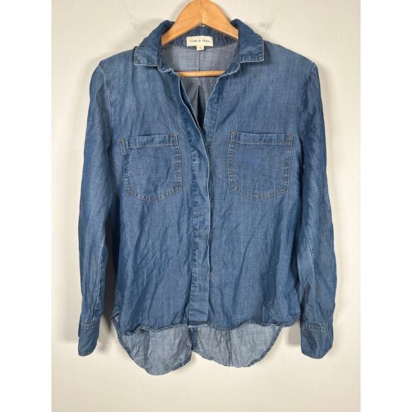 cloth & stone Tops - Cloth & Stone Anthropology Denim Button Up Women’s S Roll Tab Sleeve